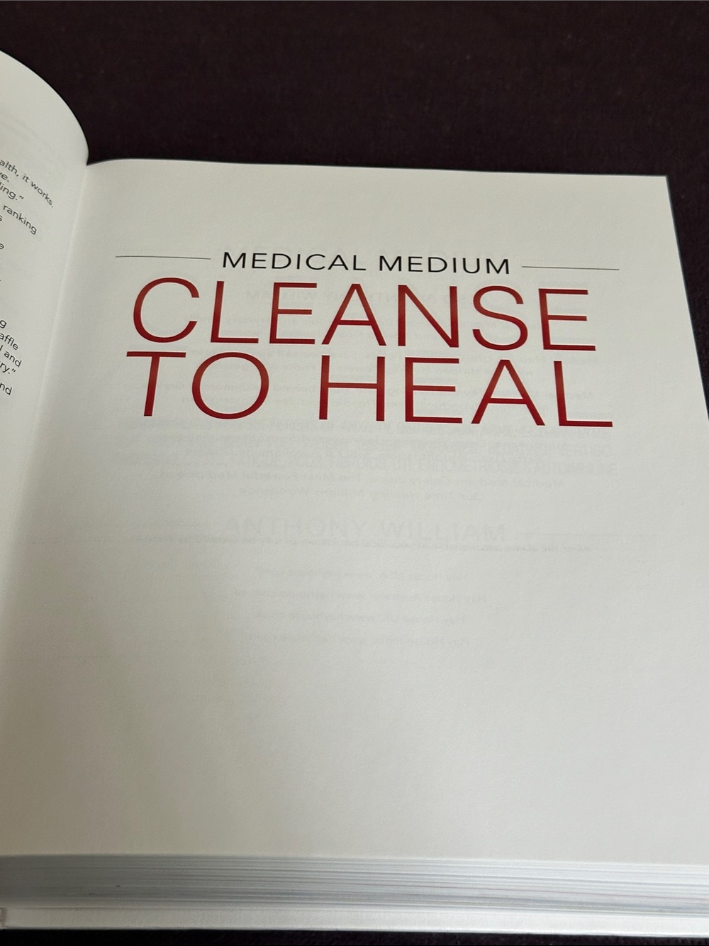 Medical Medium "Cleanse to Heal" Hardcover Book - White with Red Text